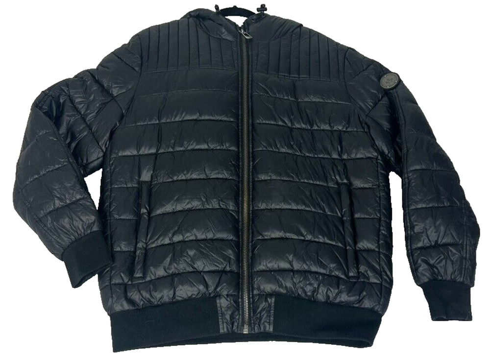 Noize Jacket Mens Large Black Puffer Quilted Bomber Cruelty Free Outwear WInter